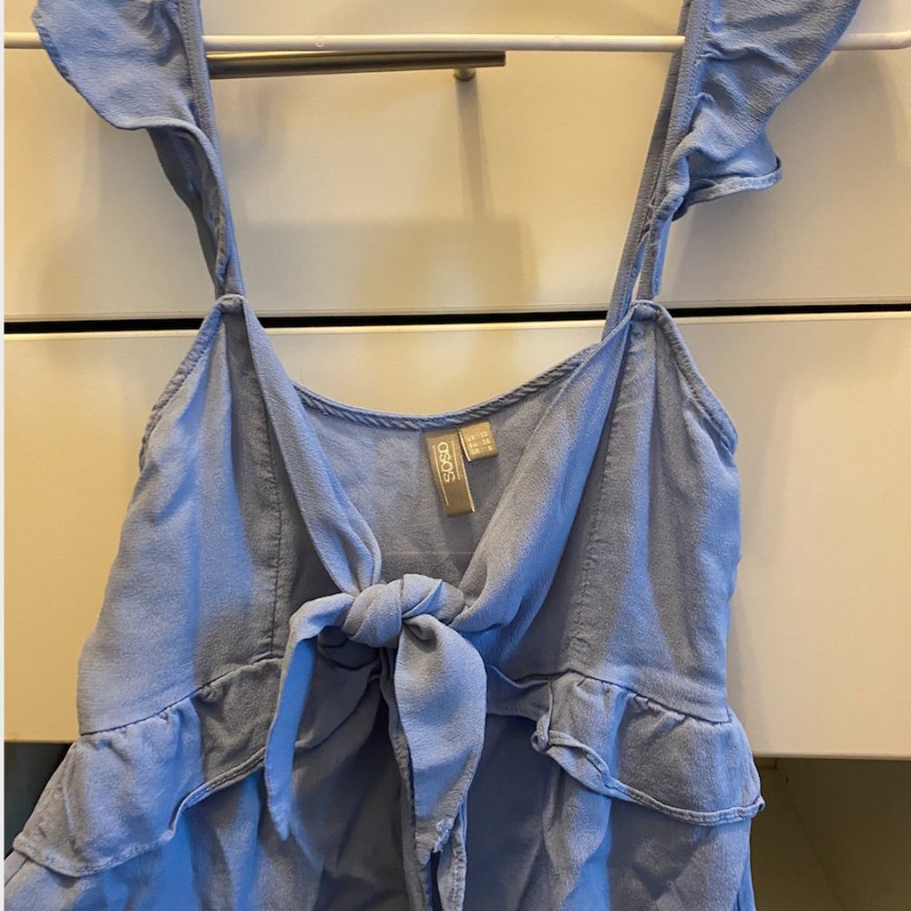 Asos tie front blue tank top